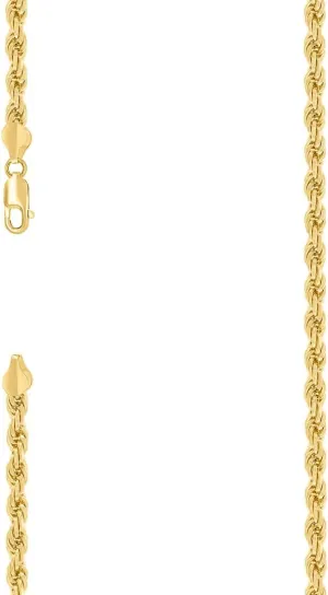 JewelryWeb 925 Sterling Silver Hollow Rope Chain Yellow 4.8mm Anklet-Anklet for Women and Men
