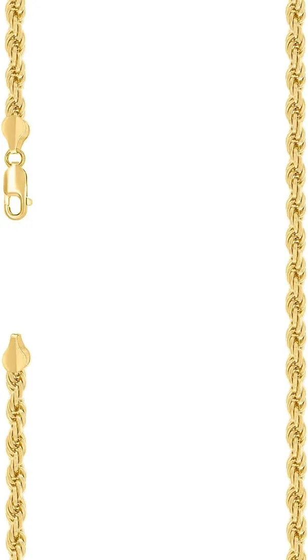 JewelryWeb 925 Sterling Silver Hollow Rope Chain Yellow 4.8mm Anklet-Anklet for Women and Men