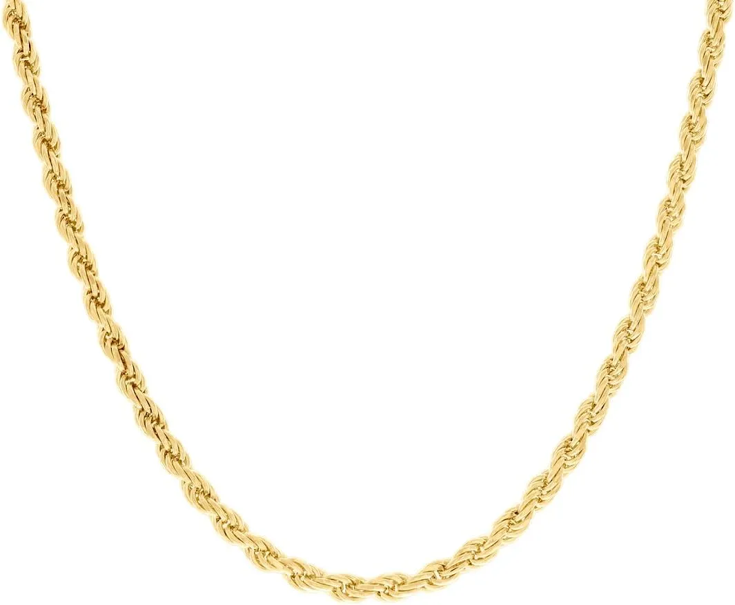 JewelryWeb 925 Sterling Silver Hollow Rope Chain Yellow 4.8mm Anklet-Anklet for Women and Men