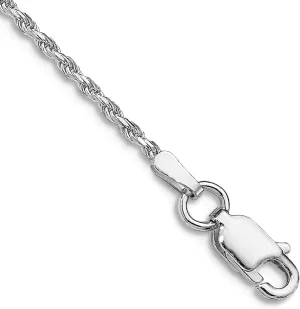 JewelryWeb 925 Sterling Silver Rhodium Plated 1.5mm Sparkle Cut Rope Chain Anklet 10 Inch-Anklet for Women and Men