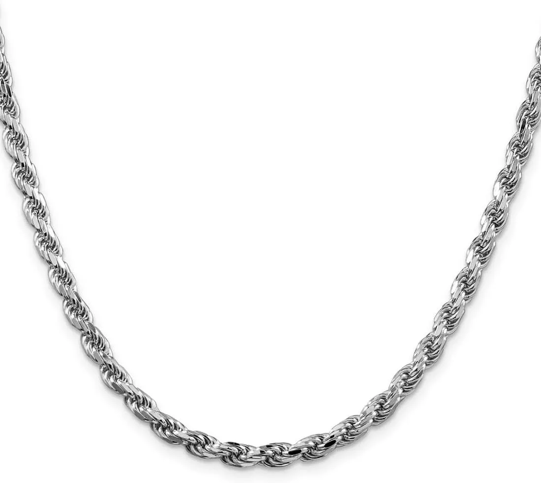 JewelryWeb 925 Sterling Silver Rhodium Plated 4.75mm Sparkle Cut Rope Chain Bracelet Link-Bracelet for Women and Men