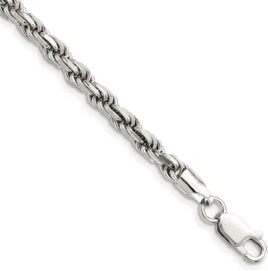 JewelryWeb 925 Sterling Silver Rhodium Plated 4.75mm Sparkle Cut Rope Chain Bracelet Link-Bracelet for Women and Men