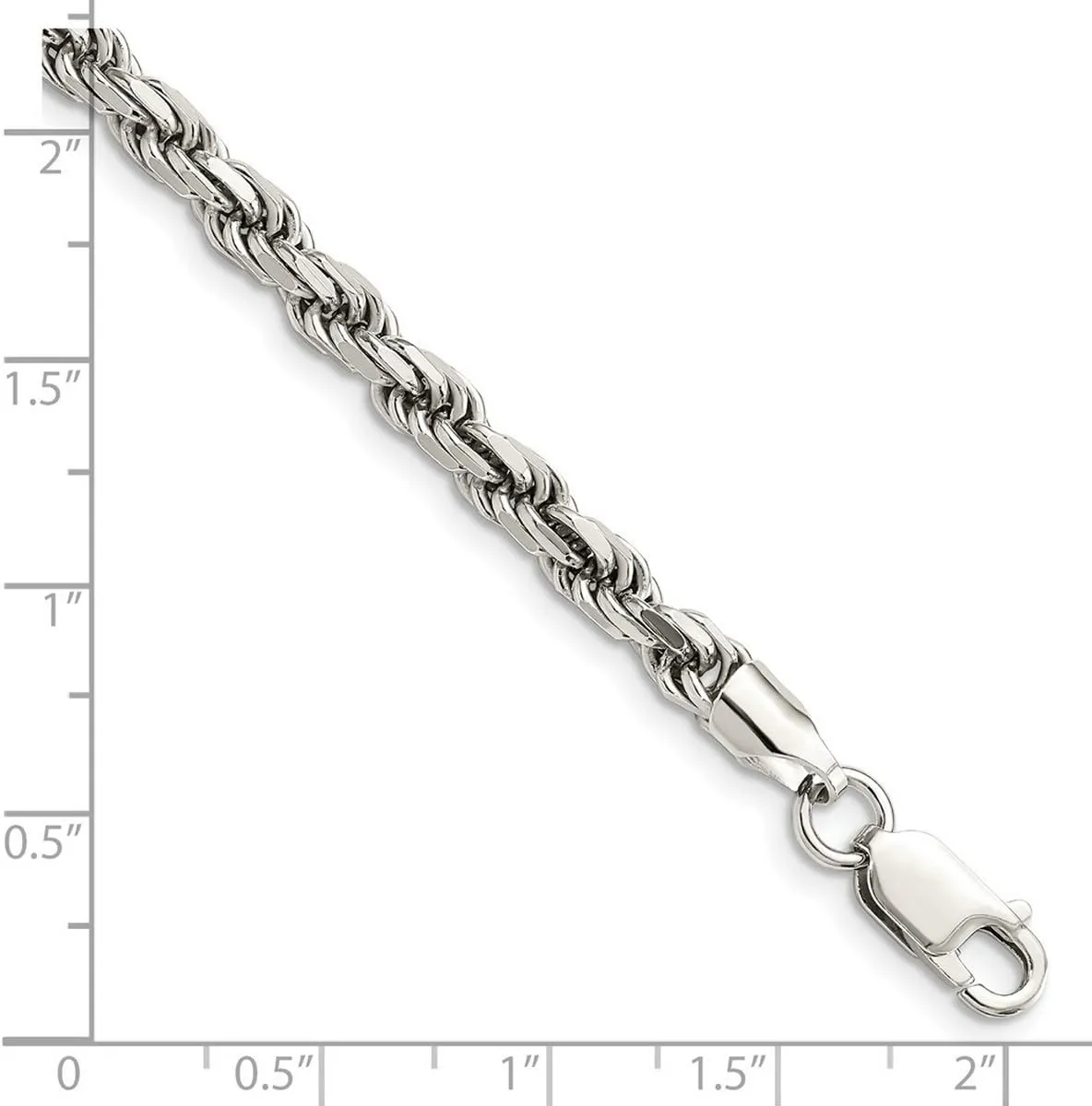 JewelryWeb 925 Sterling Silver Rhodium Plated 4.75mm Sparkle Cut Rope Chain Bracelet Link-Bracelet for Women and Men