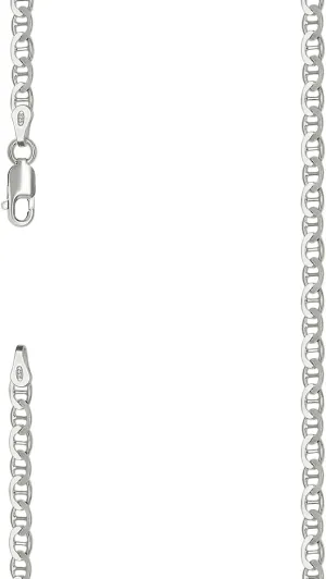JewelryWeb 925 Sterling Silver Solid Classic Mariner Chain-Silver 3mm Anklet 9 Inch-Anklet for Women and Men