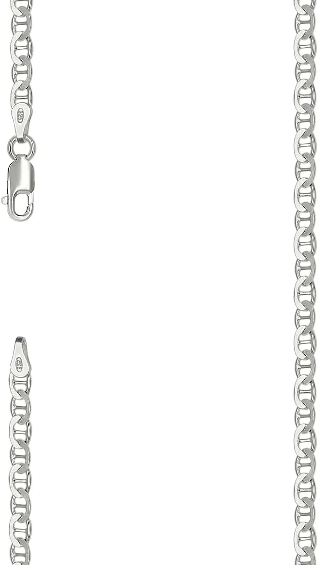 JewelryWeb 925 Sterling Silver Solid Classic Mariner Chain-Silver 3mm Anklet 9 Inch-Anklet for Women and Men