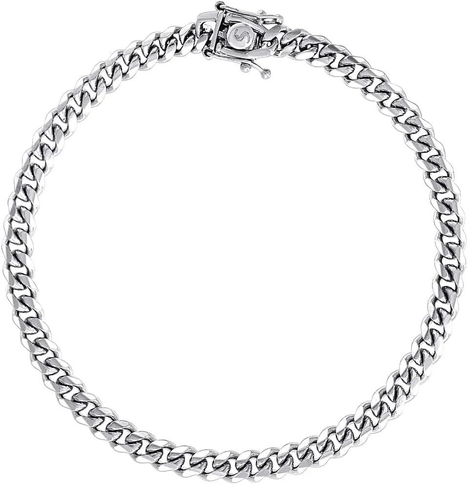 JewelryWeb 925 Sterling Silver Solid Comfort Curb Chain Rhodium 4.9mm Anklet-Anklet for Women and Men