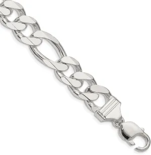 JewelryWeb 925 Sterling Silver Solid Polished 12.75mm Figaro Chain Anklet 9 Inch Lobster Claw-Anklet for Women and Men
