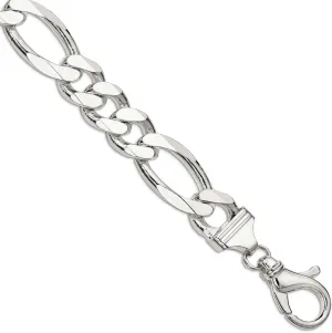 JewelryWeb 925 Sterling Silver Solid Polished 15mm Figaro Chain Anklet 9 Inch Lobster Claw-Anklet for Women and Men