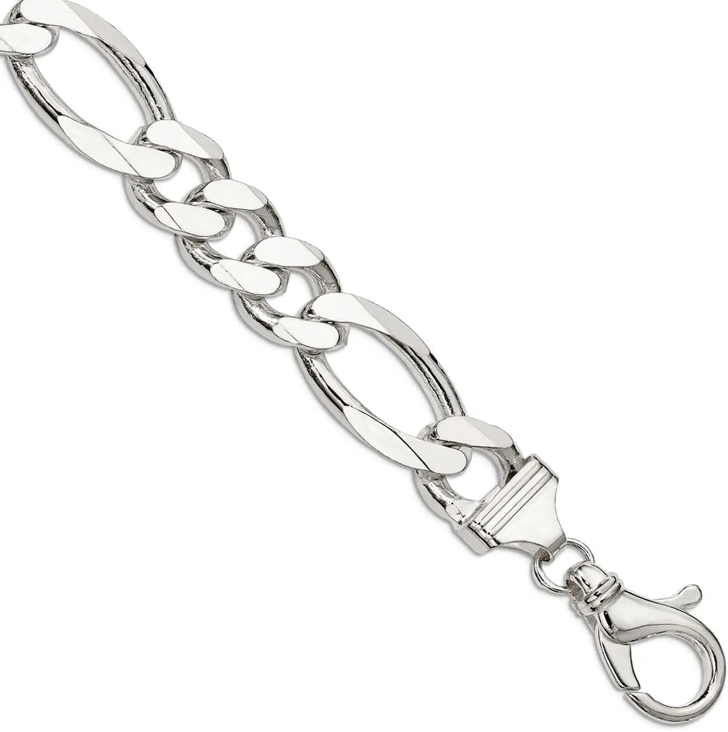 JewelryWeb 925 Sterling Silver Solid Polished 15mm Figaro Chain Anklet 9 Inch Lobster Claw-Anklet for Women and Men