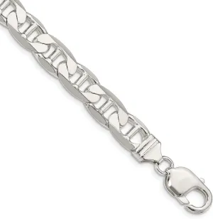 JewelryWeb 925 Sterling Silver Solid Polished 9.5mm Nautical Ship Mariner Anchor Chain Anklet 9 Inch Lobster Claw-Anklet for Women and Men