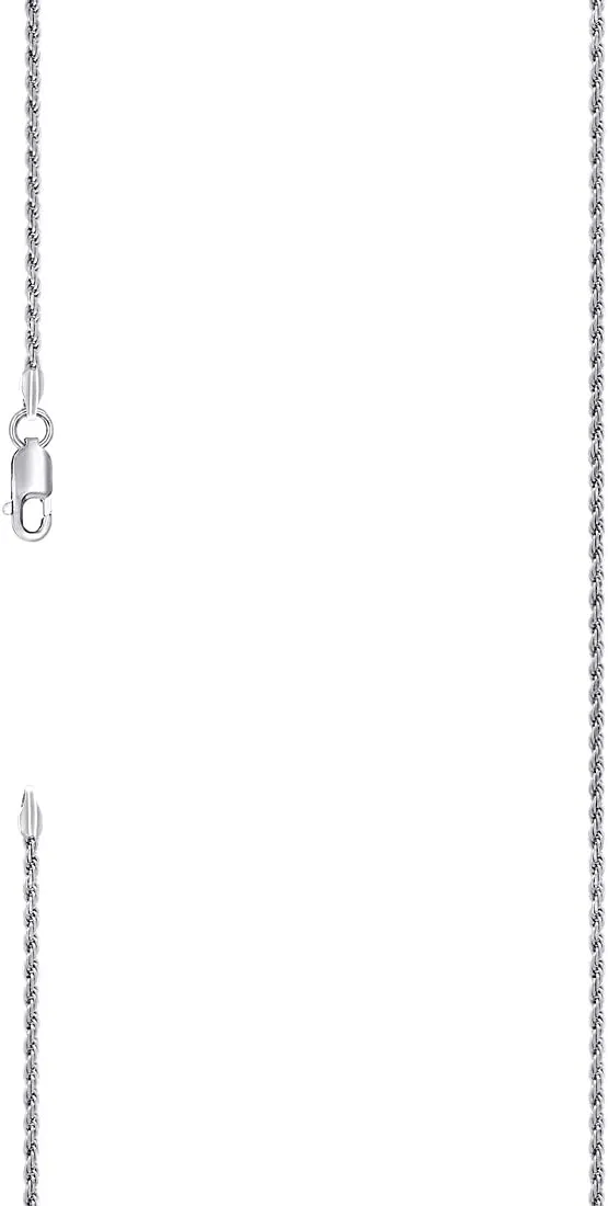 JewelryWeb 925 Sterling Silver Solid Rope Chain Rhodium 1.5mm Anklet-Anklet for Women and Men