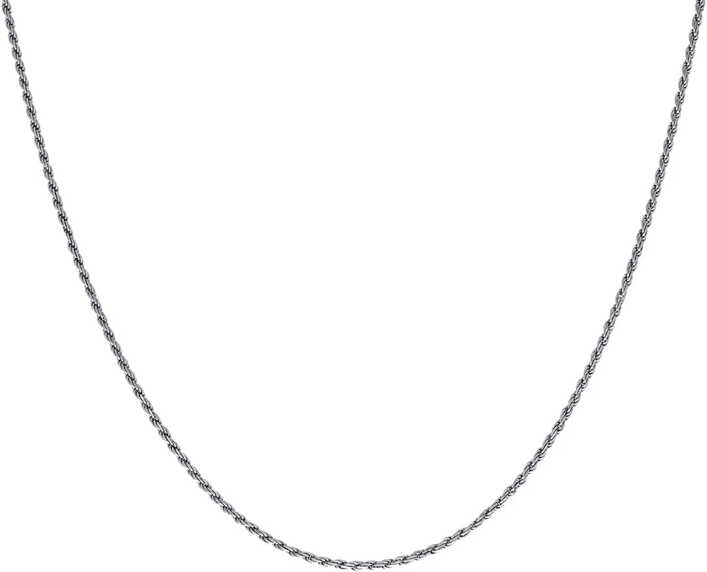JewelryWeb 925 Sterling Silver Solid Rope Chain Rhodium 1.5mm Anklet-Anklet for Women and Men