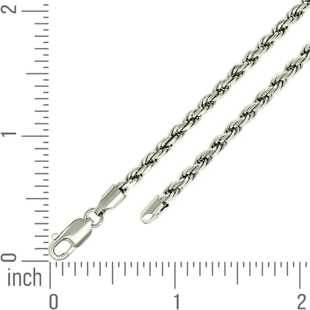 JewelryWeb 925 Sterling Silver Solid Rope Chain-Silver 4.5mm Anklet-Anklet for Women and Men