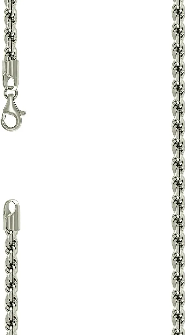 JewelryWeb 925 Sterling Silver Solid Rope Chain-Silver 4.5mm Anklet-Anklet for Women and Men