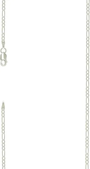 JewelryWeb 925 Sterling Silver Super Flat Figaro Chain-Silver Plated 2.3mm Anklet-Anklet for Women and Men