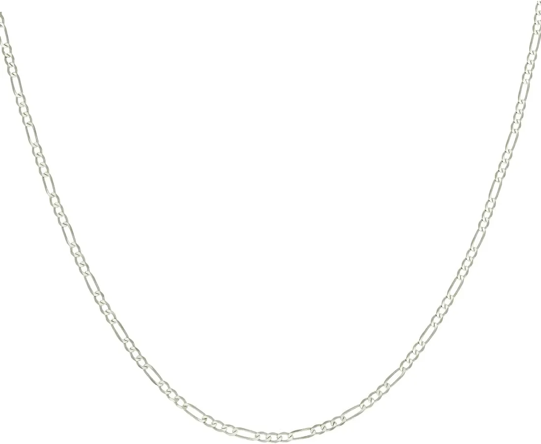 JewelryWeb 925 Sterling Silver Super Flat Figaro Chain-Silver Plated 2.3mm Anklet-Anklet for Women and Men
