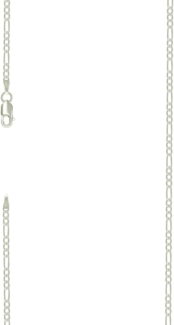 JewelryWeb 925 Sterling Silver Super Flat Figaro Chain-Silver Plated 2.3mm Anklet-Anklet for Women and Men