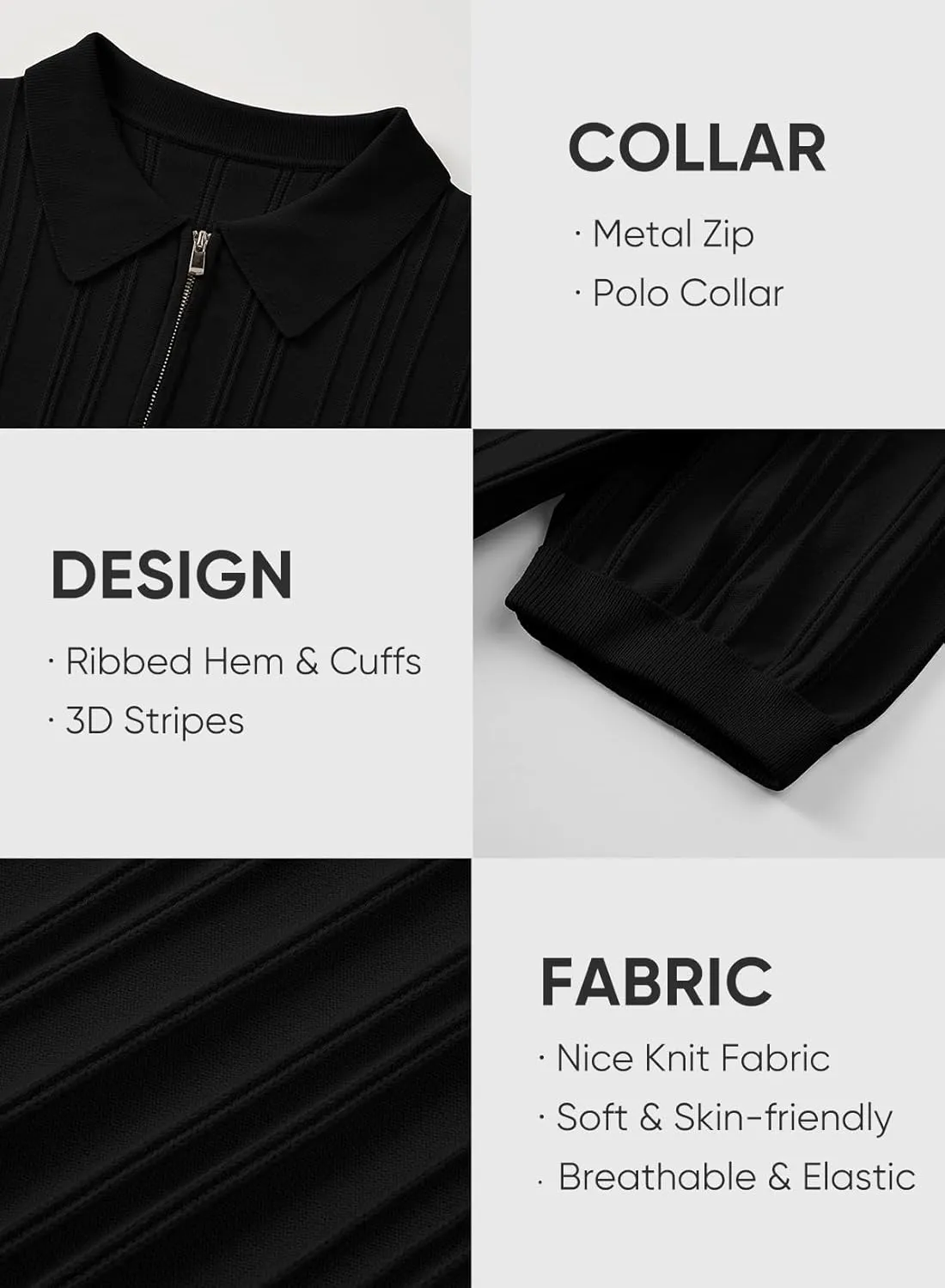 JMIERR Mens Casual Polo Shirt Short Sleeve Classic Fit Knit T Shirt Golf Shirts with Zipper