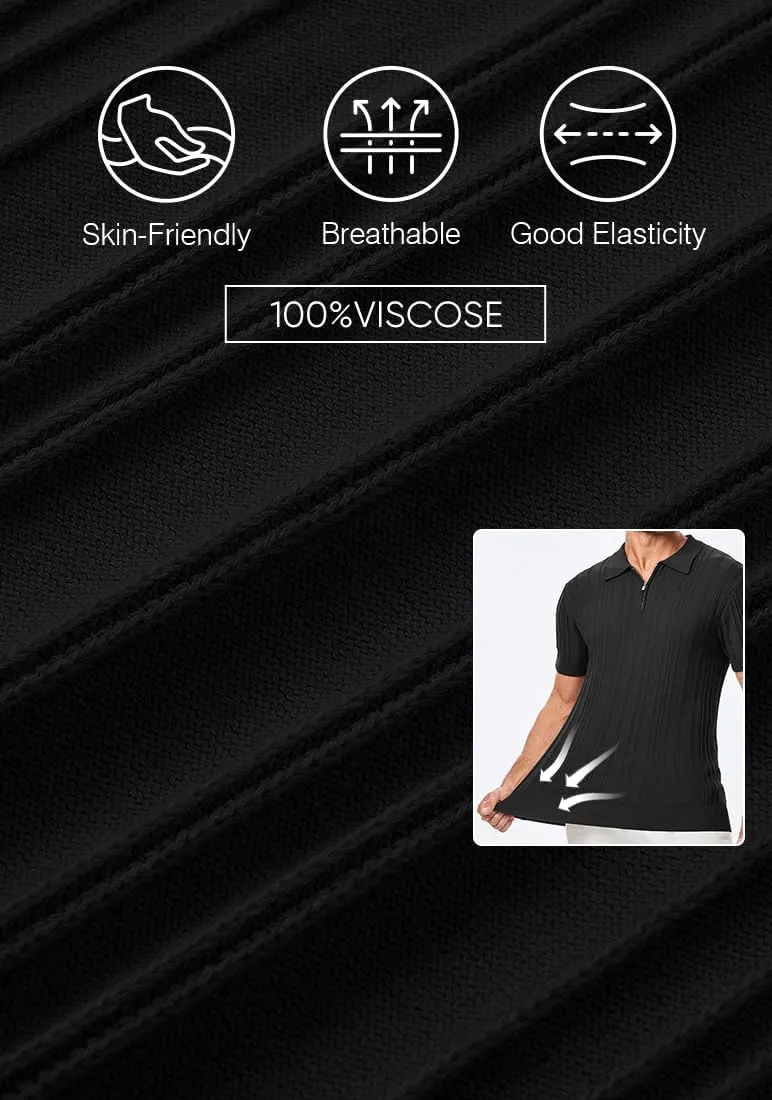 JMIERR Mens Casual Polo Shirt Short Sleeve Classic Fit Knit T Shirt Golf Shirts with Zipper