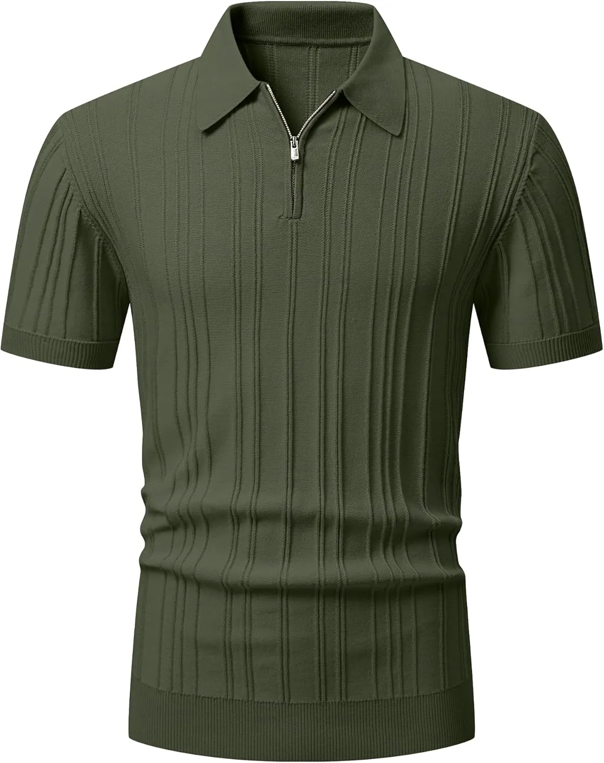 JMIERR Mens Casual Polo Shirt Short Sleeve Classic Fit Knit T Shirt Golf Shirts with Zipper