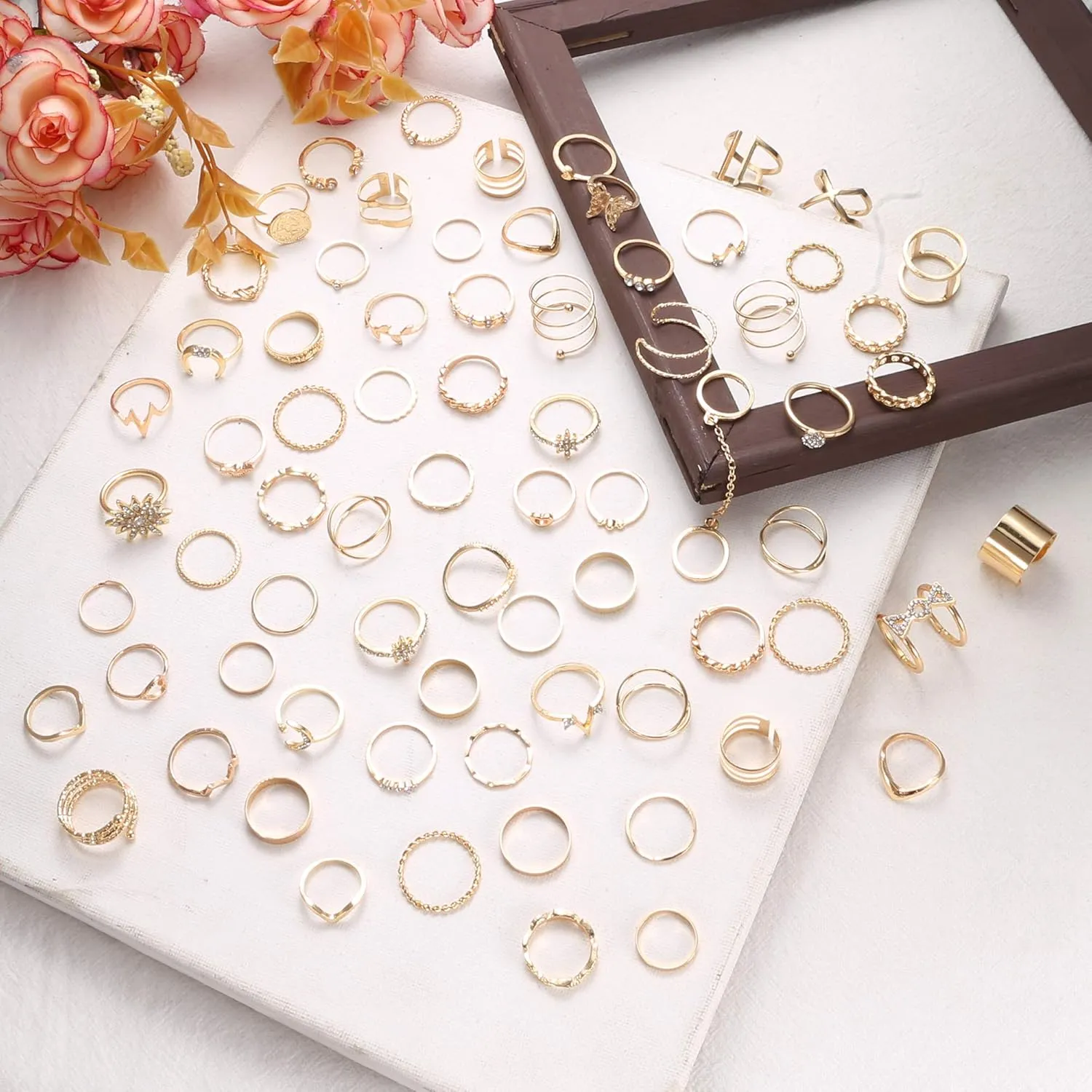 JOERICA 70PCS Knuckle Rings for Women Stackable Joint Midi Finger Ring Set