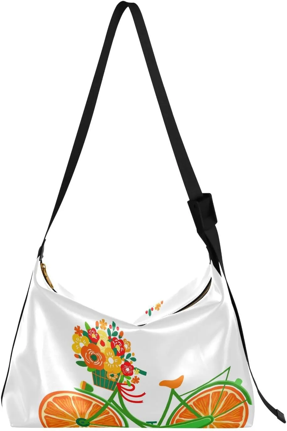 Juicy Oranges Bicycle Hobo Crossbody Bags for Women Leather Large Shoulder Bag Cross Body Creative Spring Bike Trendy Womens Tote Bags Handbag for Travel Shopping