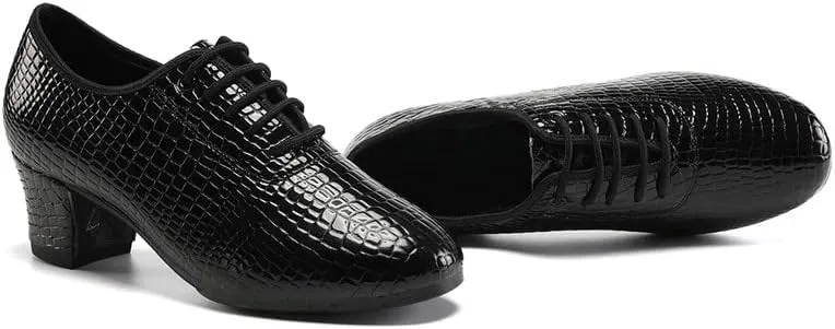 JUODVMP Women Ballroom Dance Shoes Leather Lace-up Latin Modern Salsa Dance Practice Teaching Performance Model STW