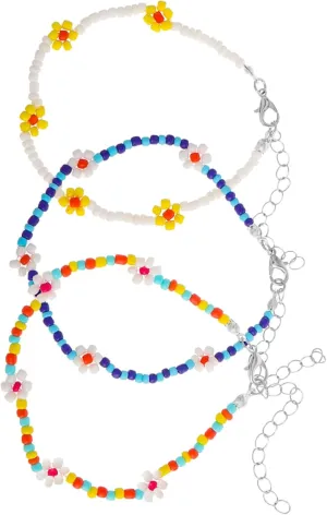 KESYOO 3pcs Vacation Rice Bead Ankle Chain Beach Boho Anklets Summer Bracelets Summer Anklet Bracelet Beach Jewelry Elastic Ankle Jewelry Beads