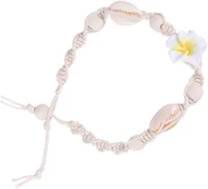 KESYOO Hawaiian Flower Shell Anklet for Women Adjustable Beaded Decorative Anklet with Small Yellow Flower Beach Jewelry for Ladies and for Summer Vacations