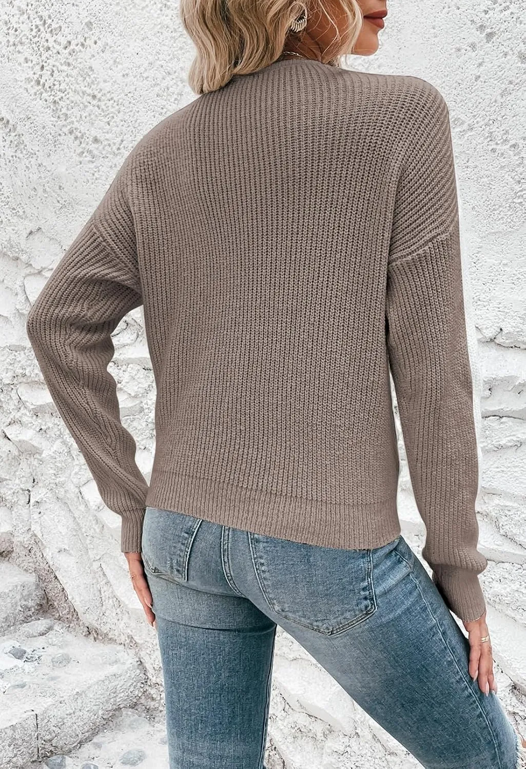 Kisscynest Womens Sweaters 2024 Casual Sexy V Neck Long Sleeve Pullover Sweaters Twsit Knot Knit Cropped Jumper Tops