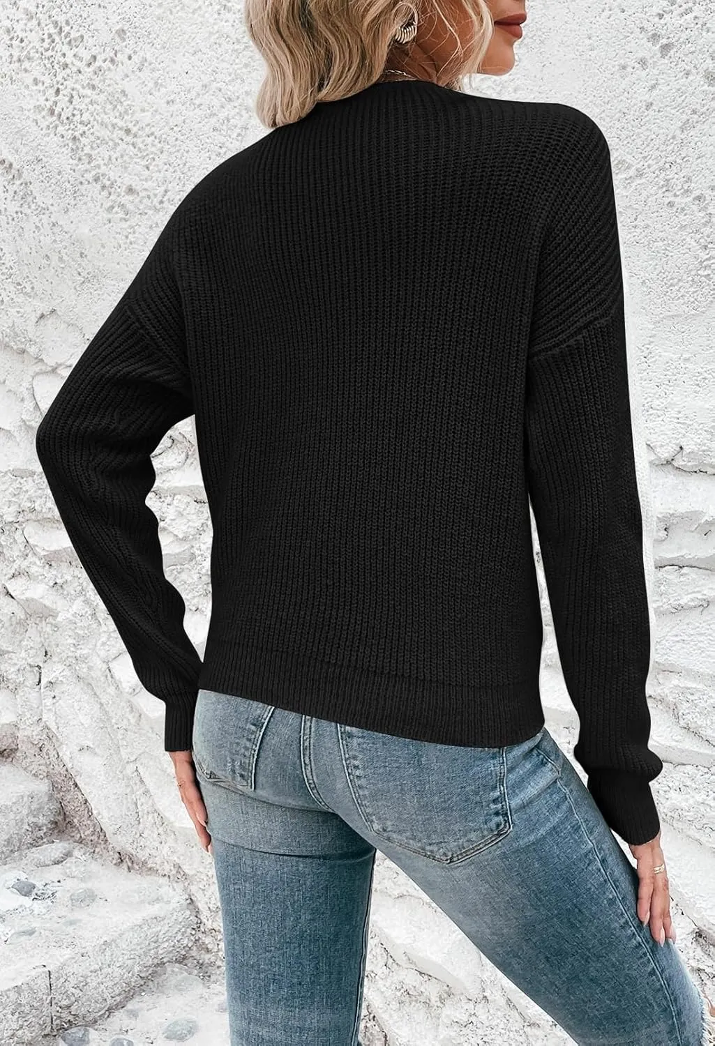 Kisscynest Womens Sweaters 2024 Casual Sexy V Neck Long Sleeve Pullover Sweaters Twsit Knot Knit Cropped Jumper Tops