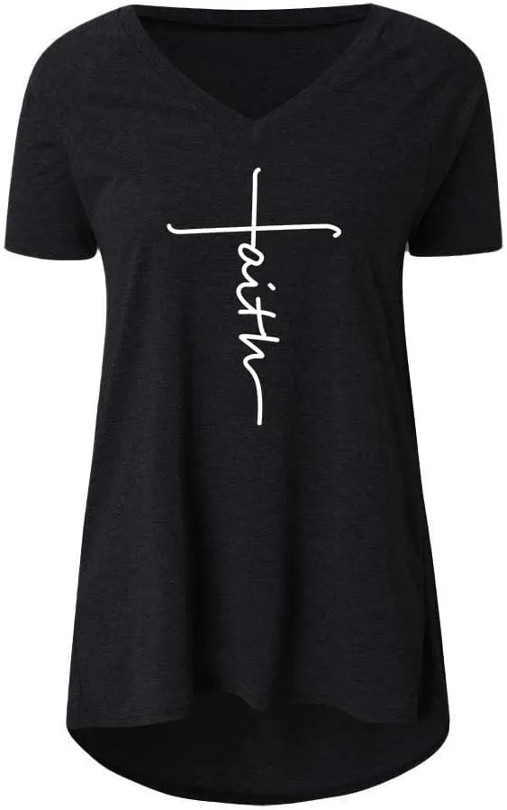 KKG Tops Tunics for Women to Wear with Leggings, Casual Loose Fit V Neck Short/Long Sleeves T Shirt