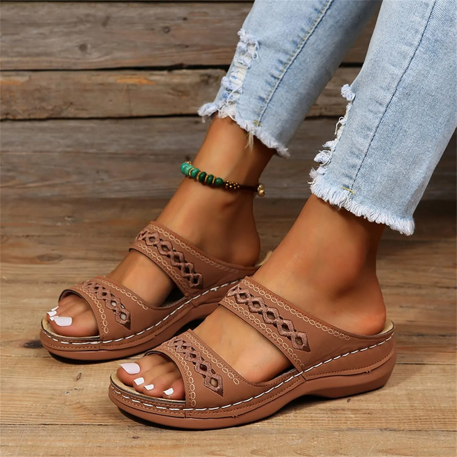Ladmiple Sandals Women Fashion Dressy Comfort Orthotic Flip Flops with Arch Support Summer Casual Orthopedic Slippers
