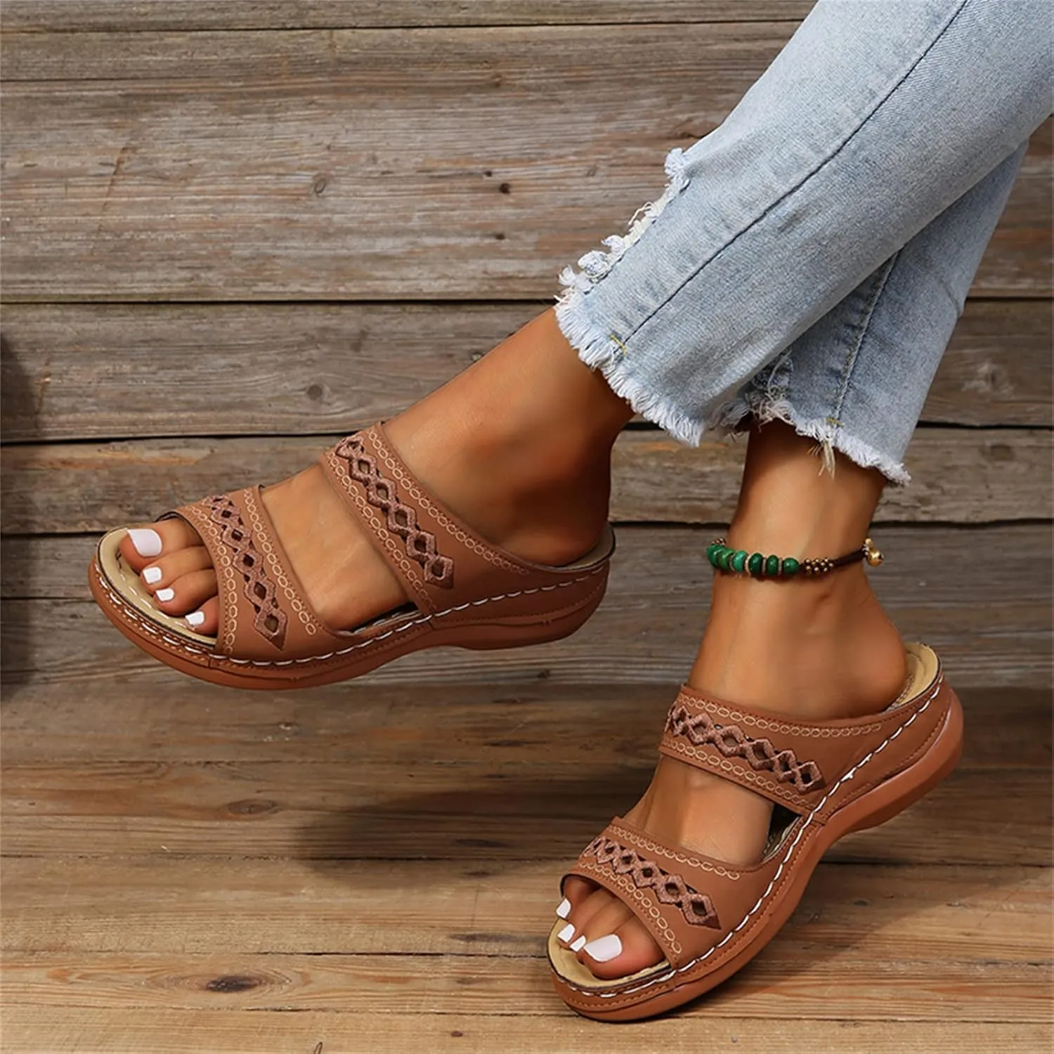 Ladmiple Sandals Women Fashion Dressy Comfort Orthotic Flip Flops with Arch Support Summer Casual Orthopedic Slippers