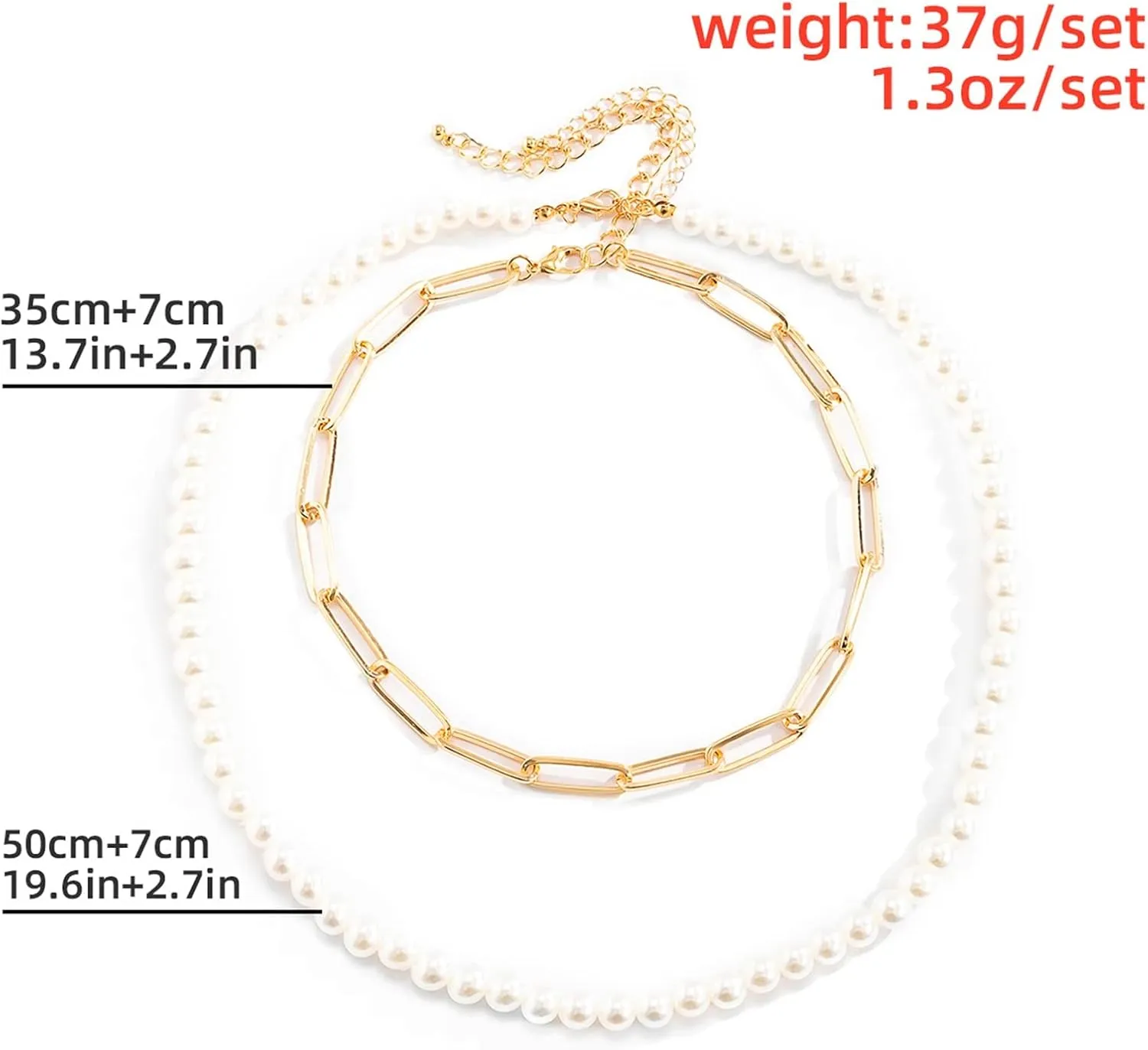 Layered Choker Necklace, Dainty Layered Necklaces for Women Openwork Pearl Cross Chain Chain Necklaces Jewelry Birthday Gift for Her, 2 Pieces