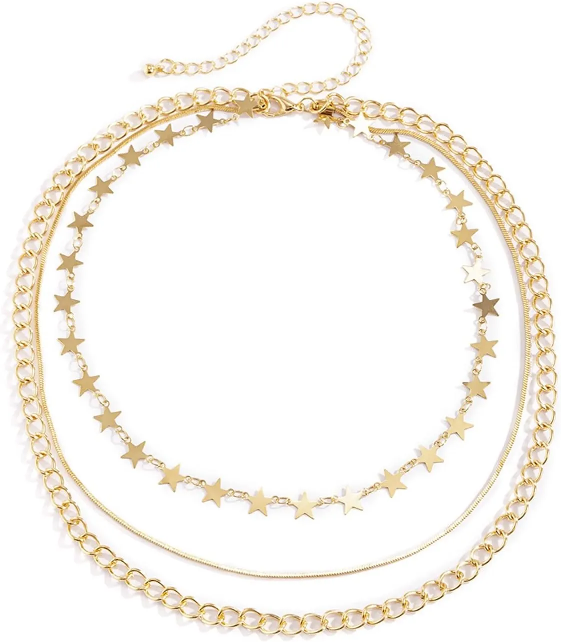 Layered Choker Necklaces for Women, Dainty Layered Choker Necklace Star Pendant Chain Necklaces Jewelry Birthday Gift for Her, 3 Layers