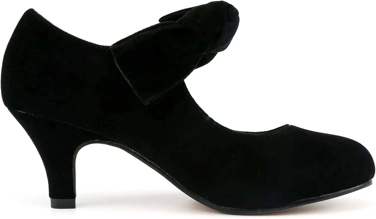 LIURUIJIA Women's Bow Heels Mary Jane Kitten Heel Pumps Round Toe Low Heels Ankle Strap Wedding Evening Party Dress Shoes