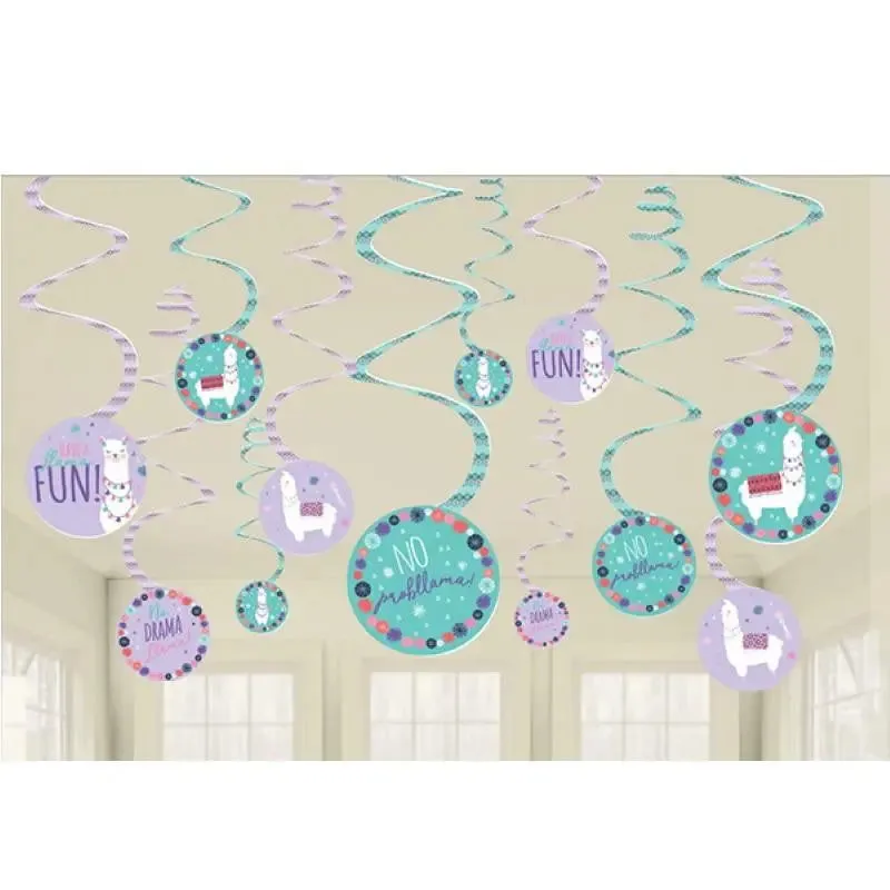 Llama Fun Hanging Swirl Decorations