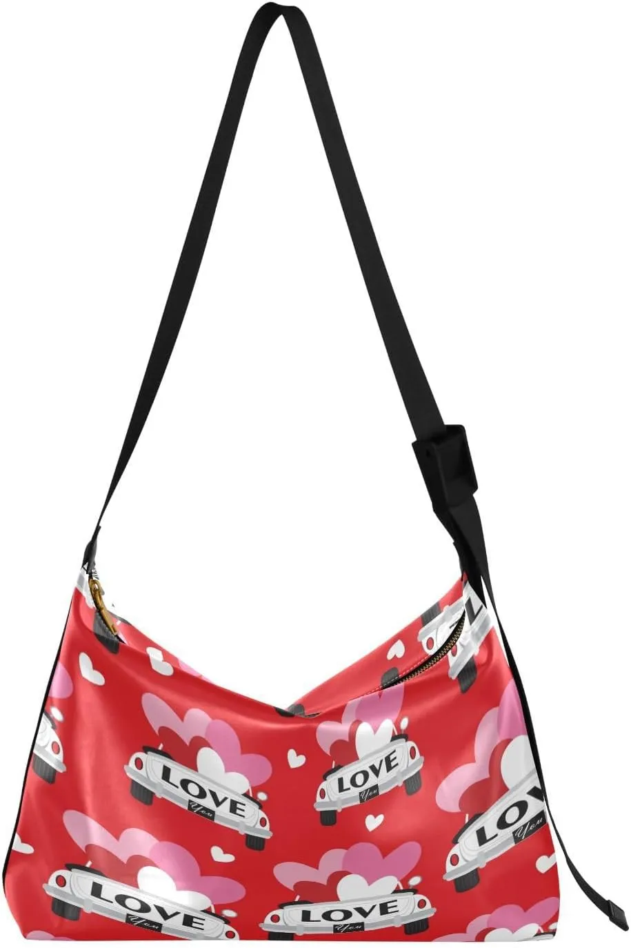 Love Car Valentines Wedding Hobo Crossbody Bags for Women Leather Large Shoulder Bag Cross Body Trendy Womens Tote Bags Handbag for Travel Shopping