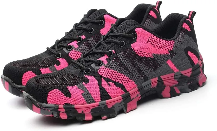 Luolocsn Women's Work Steel Toe Shoe Camo Safety Shoe for Men Lightweight Industrial & Construction Shoes
