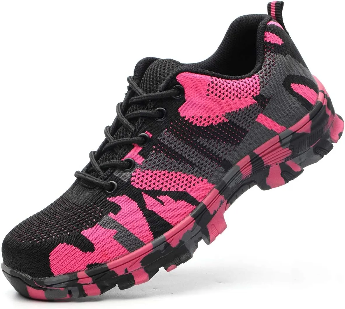 Luolocsn Women's Work Steel Toe Shoe Camo Safety Shoe for Men Lightweight Industrial & Construction Shoes