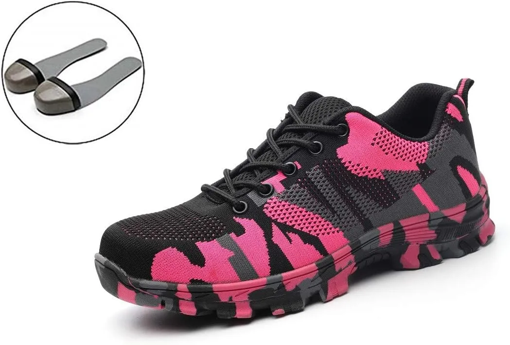 Luolocsn Women's Work Steel Toe Shoe Camo Safety Shoe for Men Lightweight Industrial & Construction Shoes
