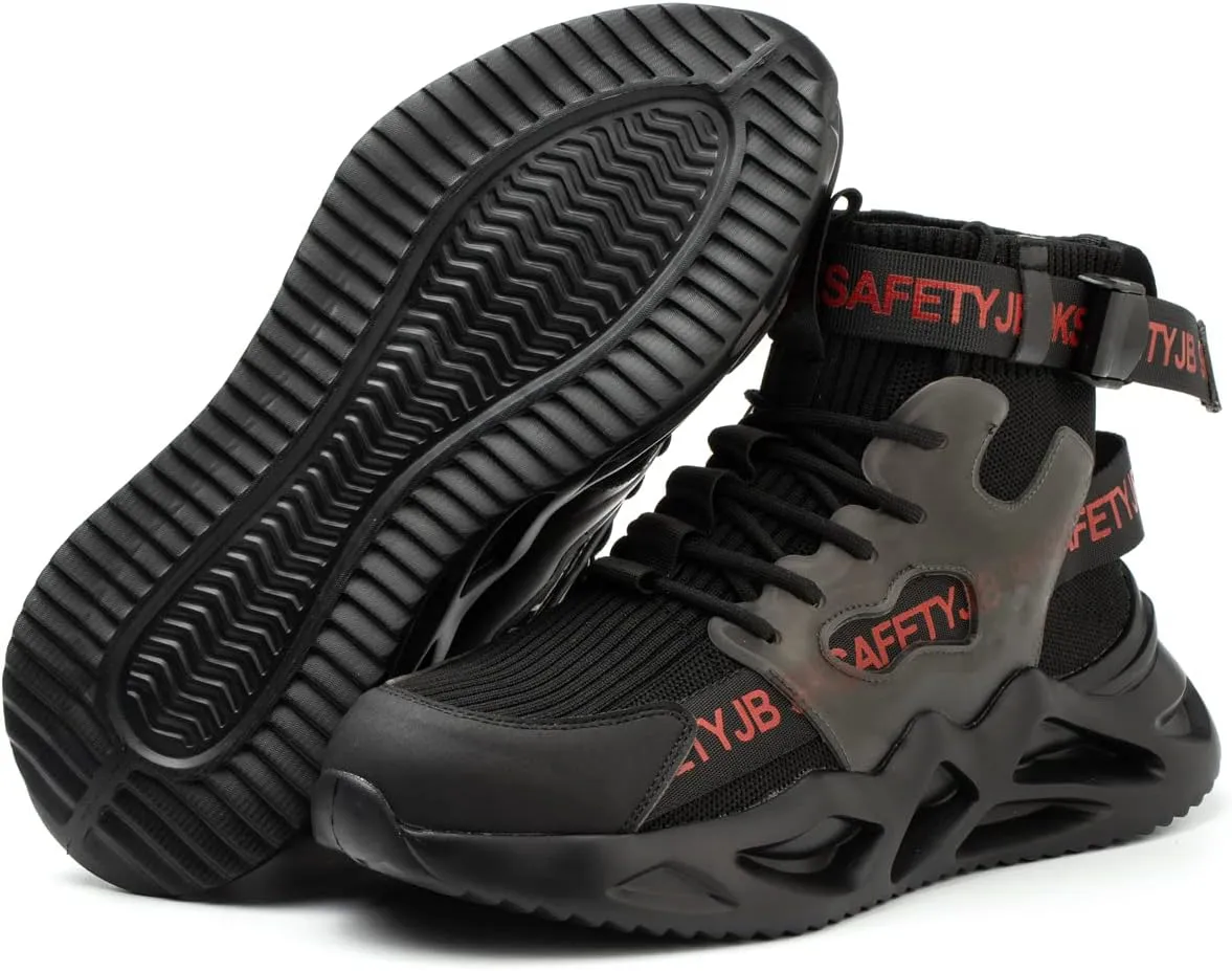 Luolocsn Work Boots Safety Steel Toe Shoes for Men and Women Slip Resistant Lightweight Breathable Industrial & Construction Sneakers