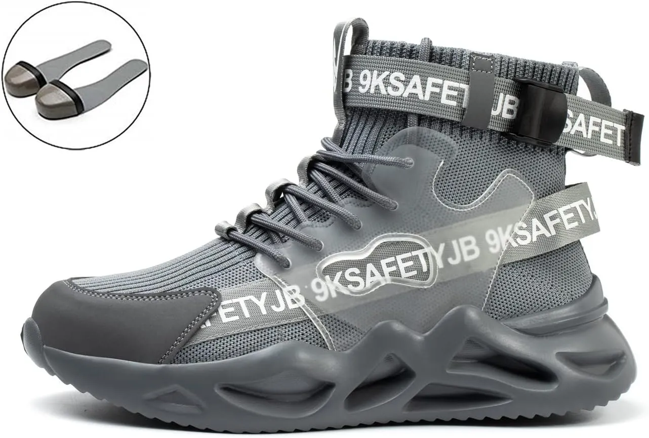 Luolocsn Work Boots Safety Steel Toe Shoes for Men and Women Slip Resistant Lightweight Breathable Industrial & Construction Sneakers
