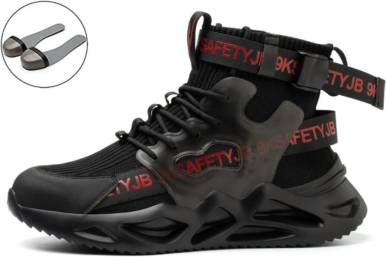 Luolocsn Work Boots Safety Steel Toe Shoes for Men and Women Slip Resistant Lightweight Breathable Industrial & Construction Sneakers