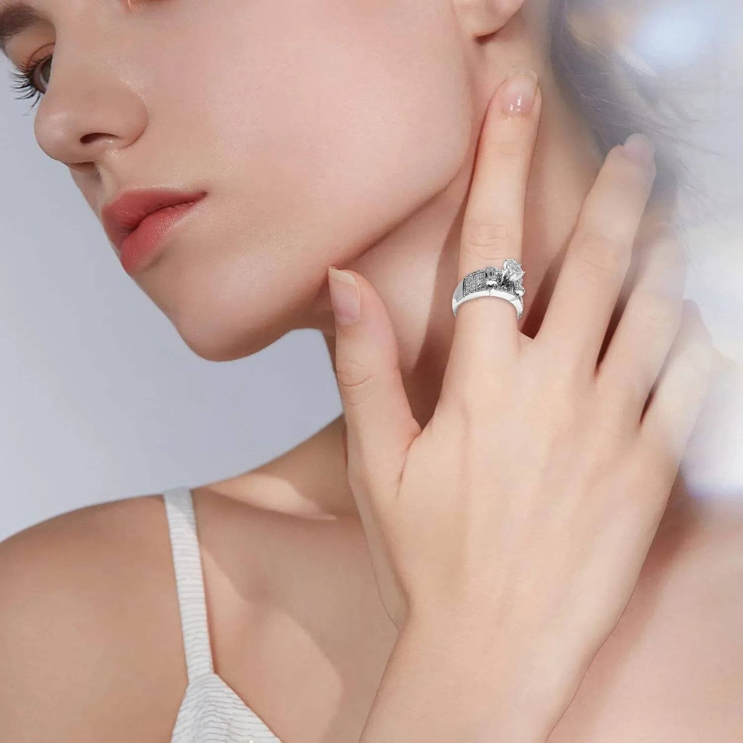 Luxury Opal Rings for Womens Jewelry Wedding Engagement Ring Promise Rings for Her 925 Sterling Silver Knuckle Rings Valentine's Day Gifts
