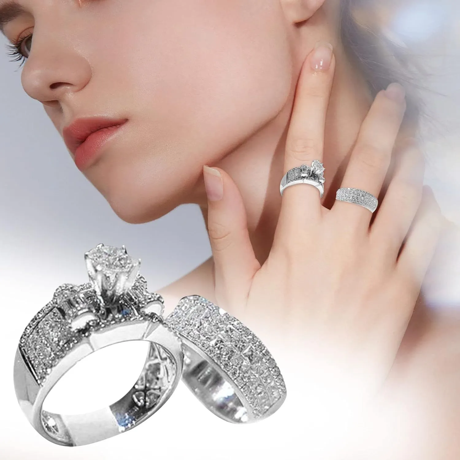 Luxury Opal Rings for Womens Jewelry Wedding Engagement Ring Promise Rings for Her 925 Sterling Silver Knuckle Rings Valentine's Day Gifts