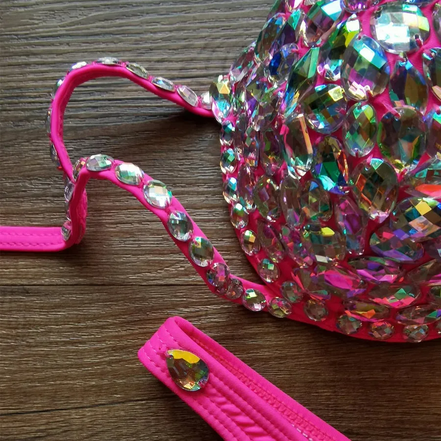 Luxury Rhinestone Crystal Embellished Gold Bikini