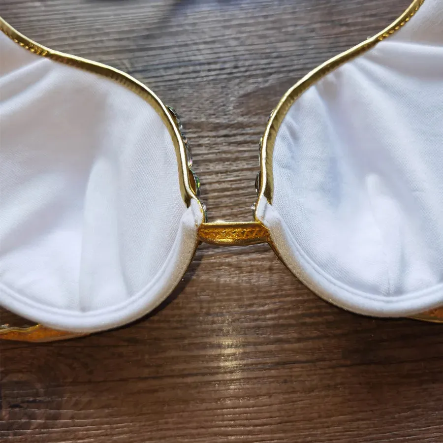 Luxury Rhinestone Crystal Embellished Gold Bikini