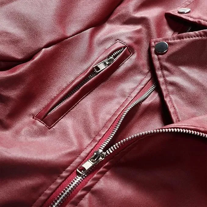 Maiyifu-GJ Mens Vintage Leather Jacket Lapel Asymmetric Zip-Up Slim Fit Biker Coat Motorcycle Faux Leather Jackets